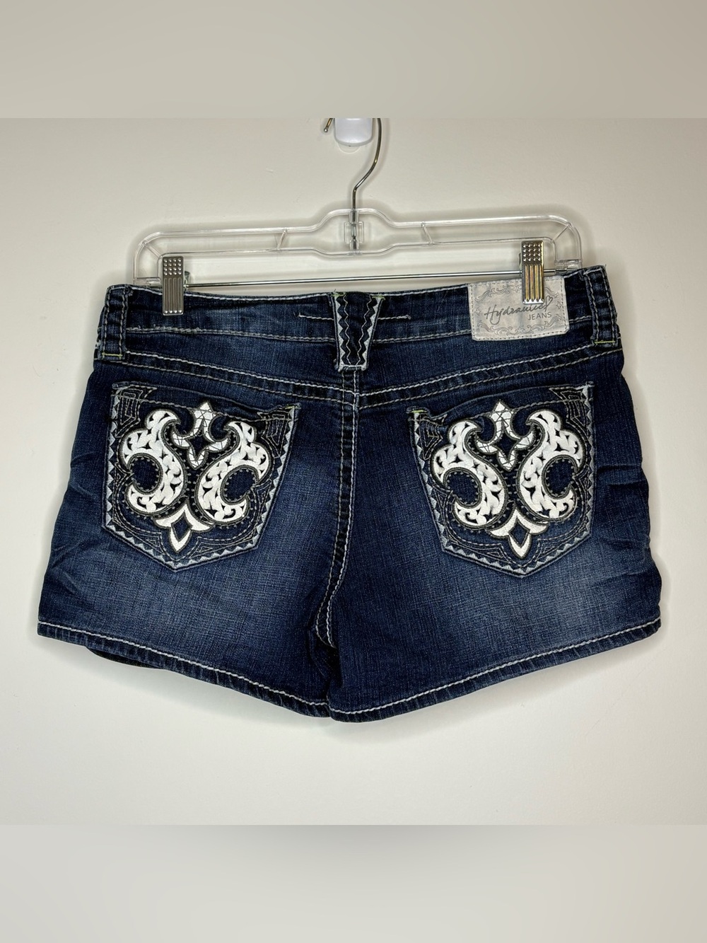 Hydraulic Dark Blue Bailey Denim Shorts with Embroidered Pockets Y2K Size 11/12